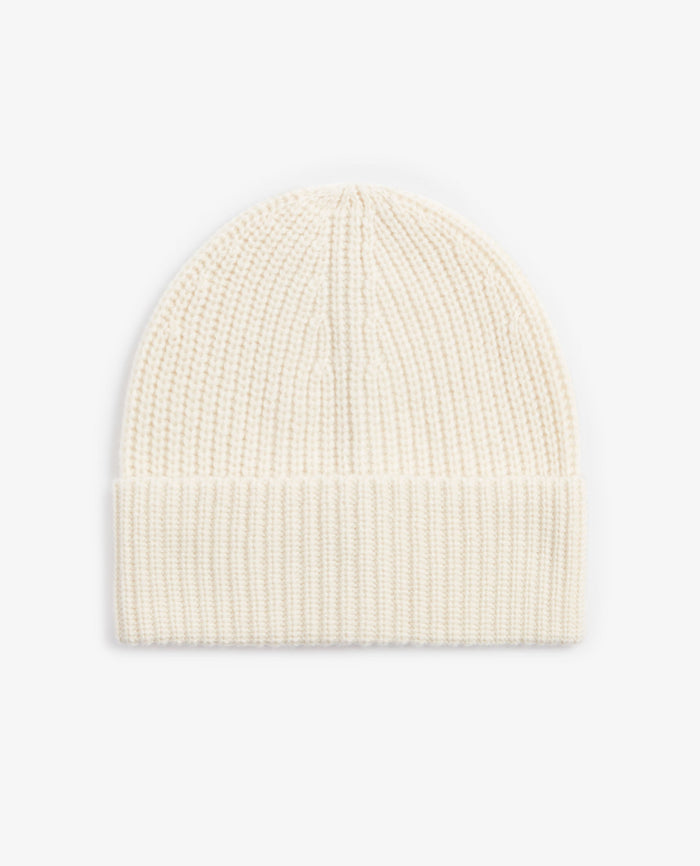 Buttermilk - Cashmere Merino Ribbed Knit Beanie & Finest Cashmere Scarf Bundle