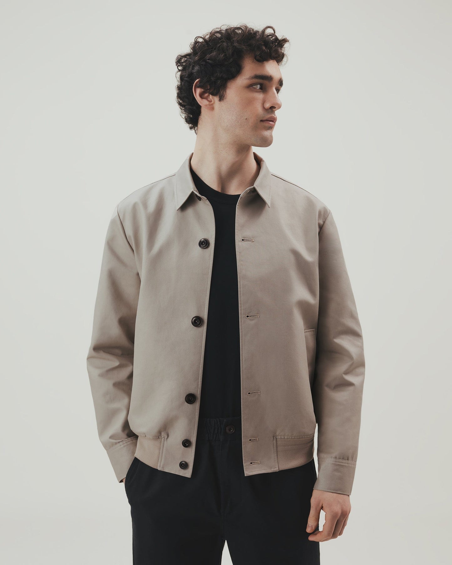 Men's French Linen Bomber Jacket - Stone
