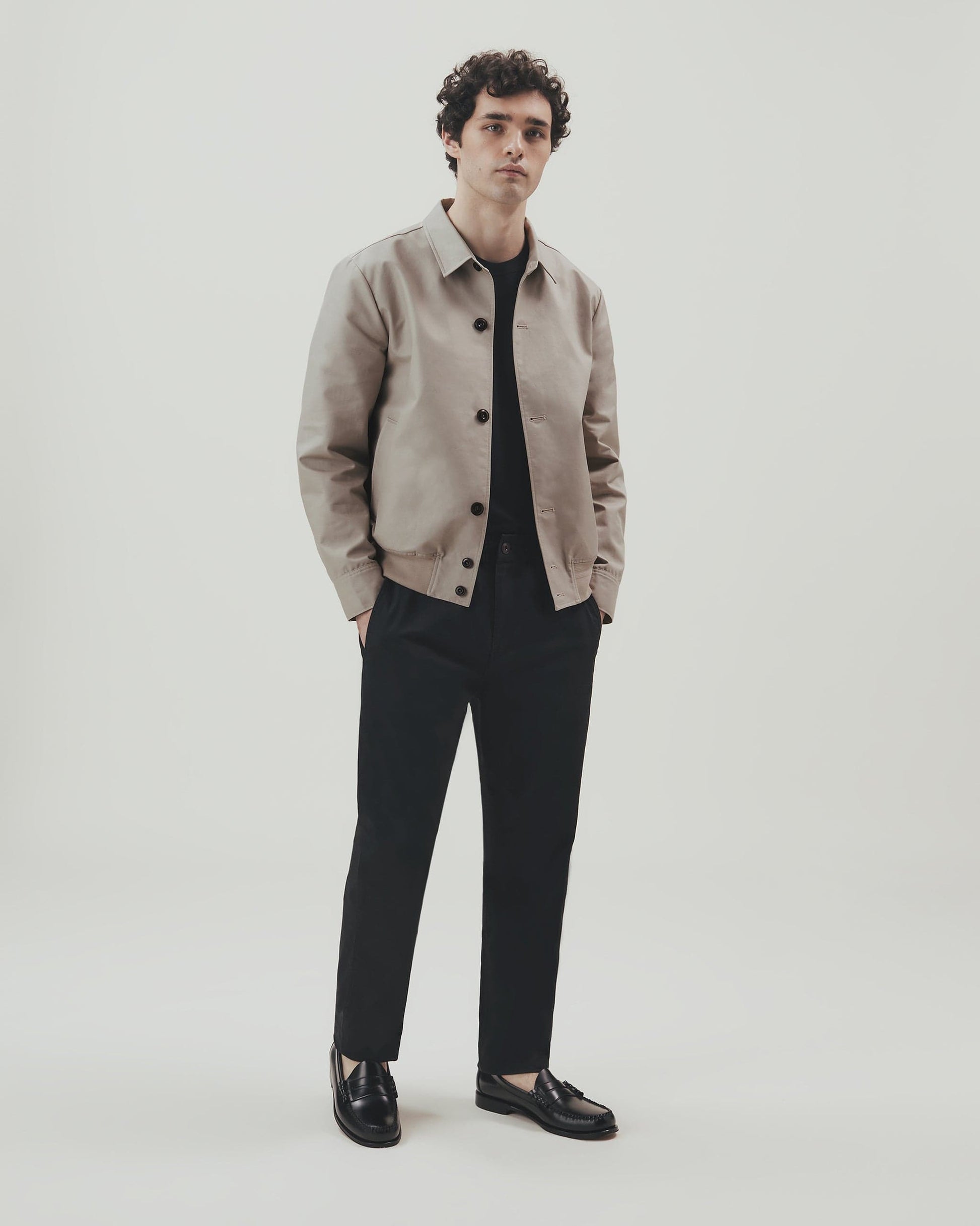 Men's French Linen Bomber Jacket - Stone