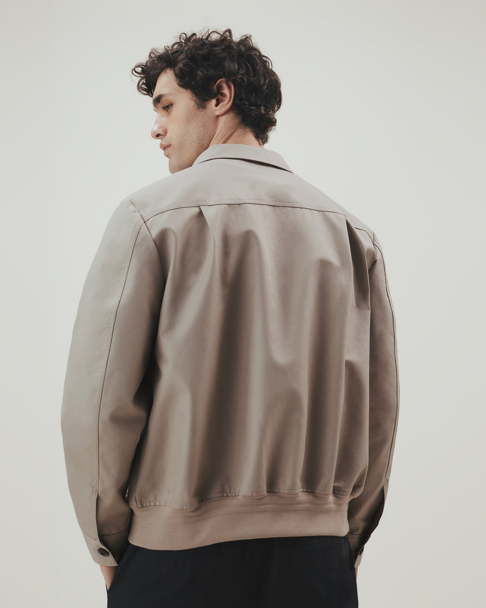 Men's French Linen Bomber Jacket - Stone