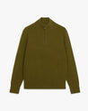 Olive - Men's Cashmere Merino Fishermans Rib 1/4 Zip Jumper