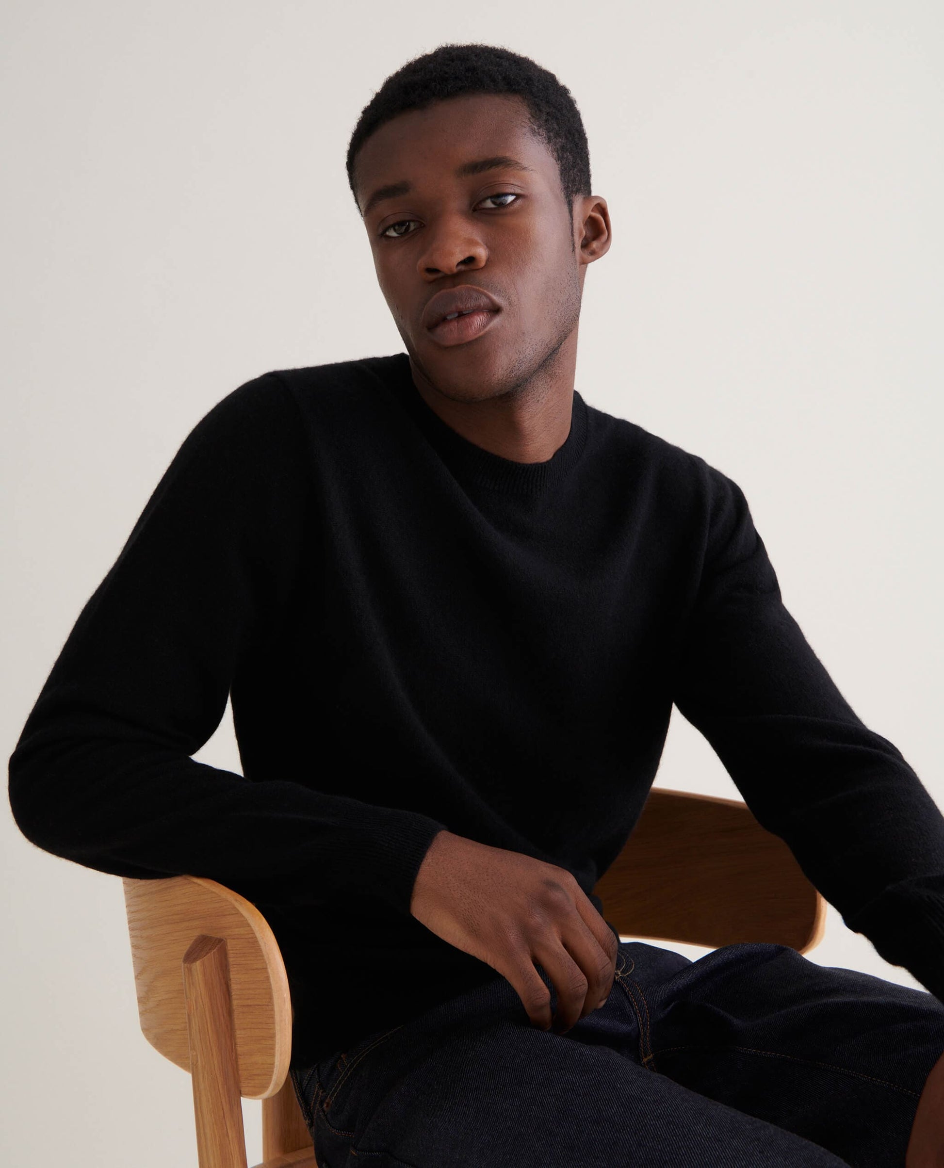 Men's Finest Cashmere Classic Crew Neck Jumper Black – Rise Fall