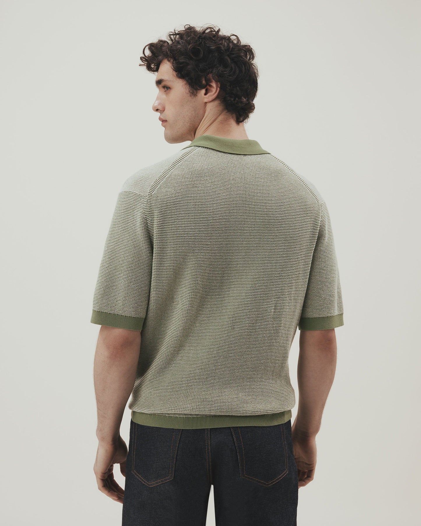 Men's Waffle Knit Cotton Polo - Green