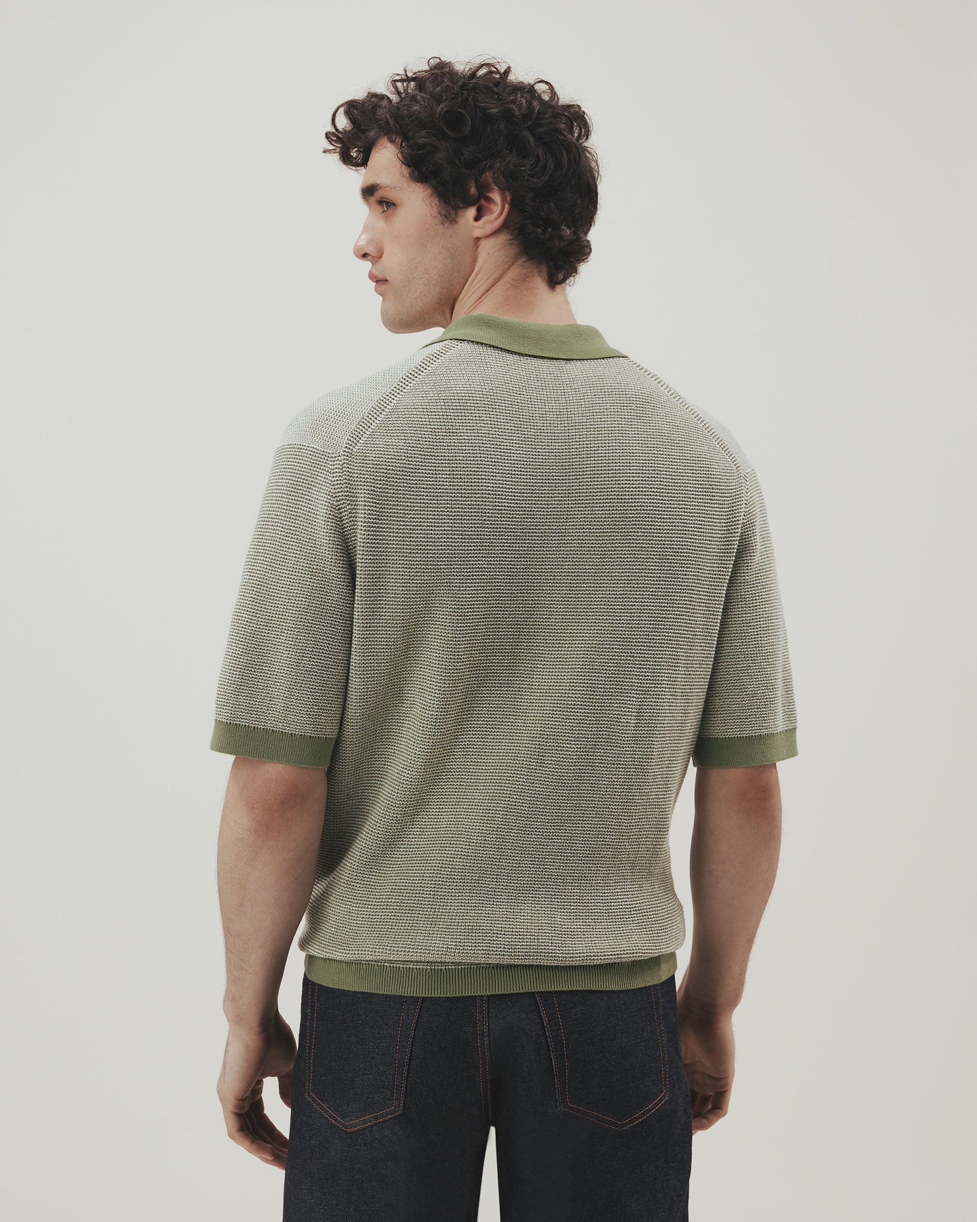 Men's Waffle Knit Cotton Polo - Green