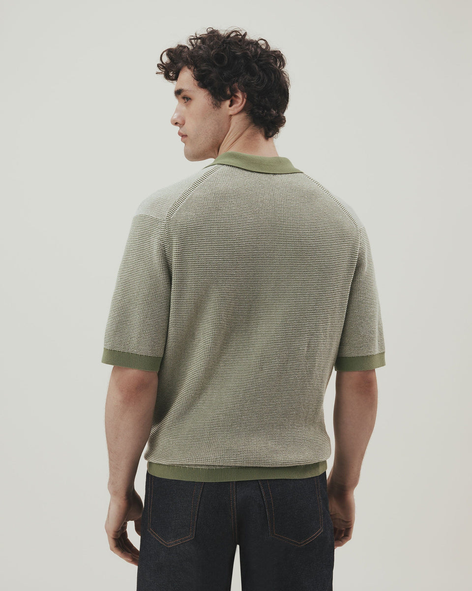 Men's Waffle Knit Cotton Polo - Green