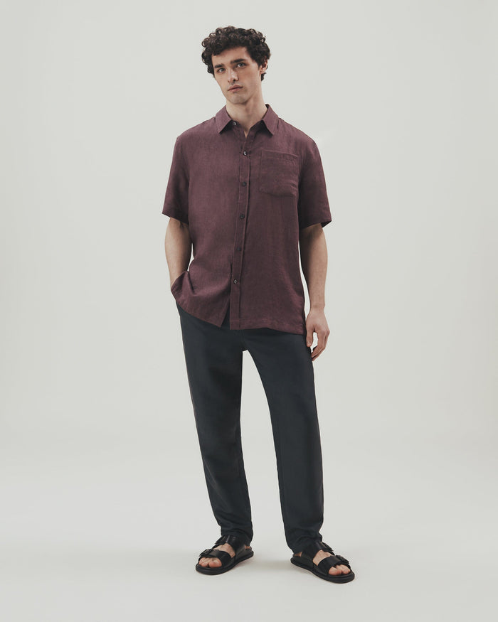 ZIV Linen T-shirt for Men, Natural Flax Top, Loose Summer Shirt