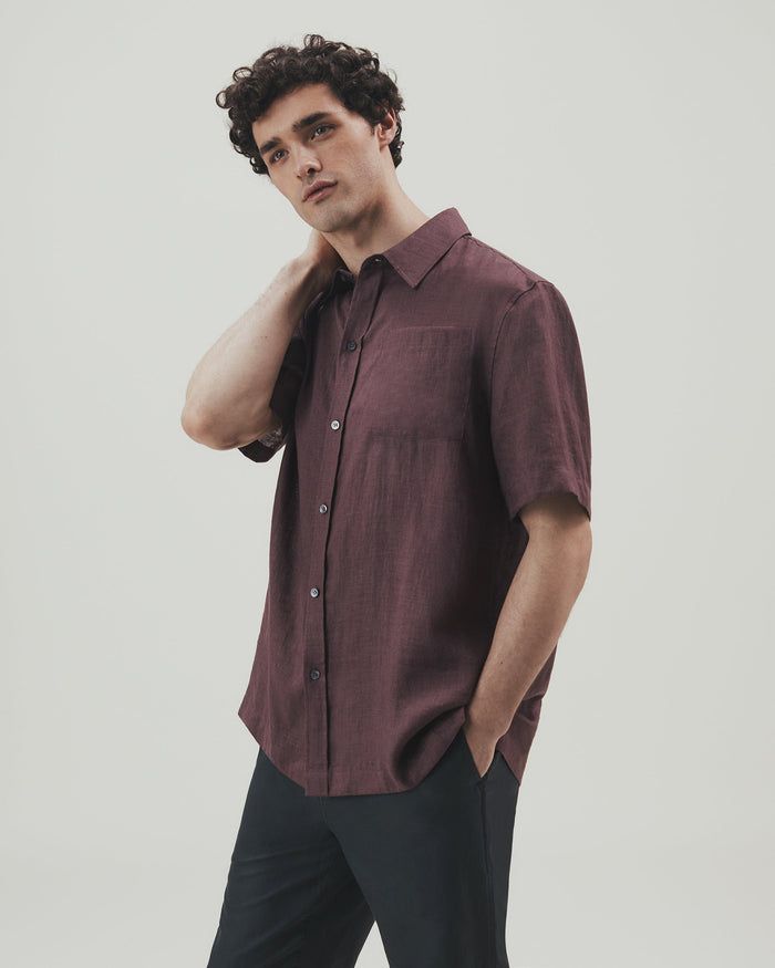Men's Short Sleeved Organic Linen Shirt