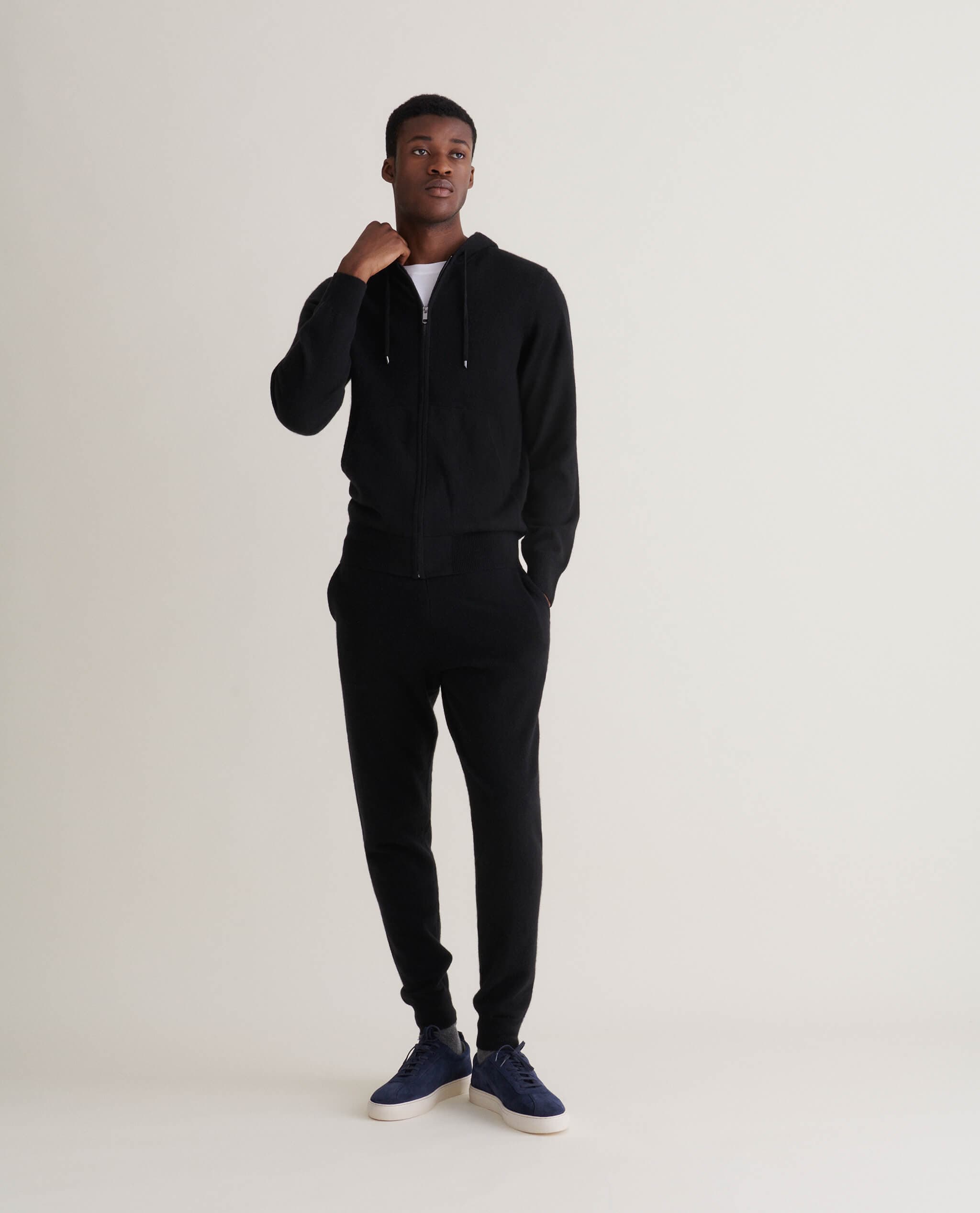 Black cashmere store zip hoodie