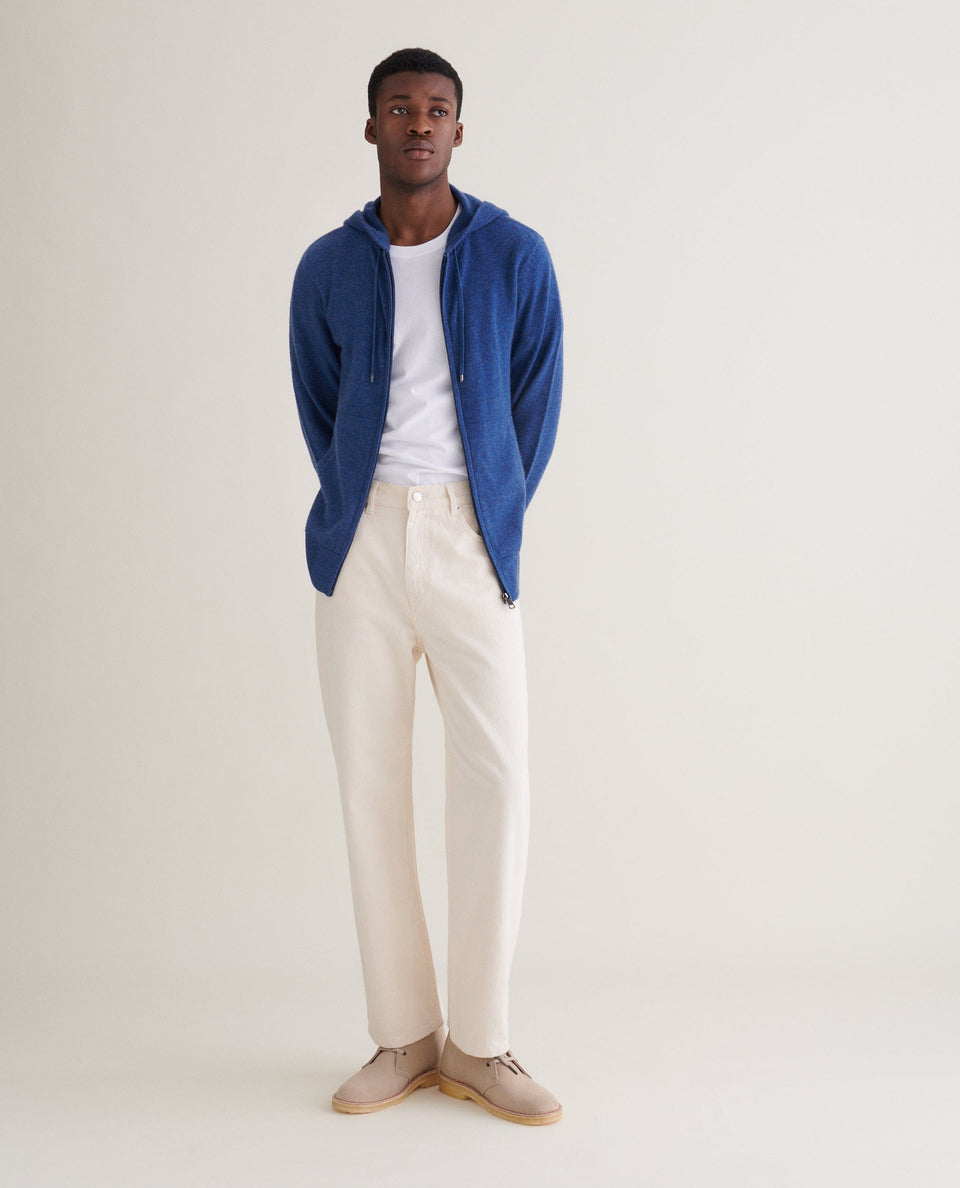 Men's Finest Cashmere Full Zip Hoodie - Ocean