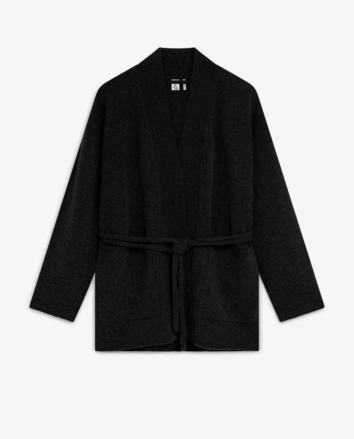 Black - Women's Cashmere Merino Belted Cardigan