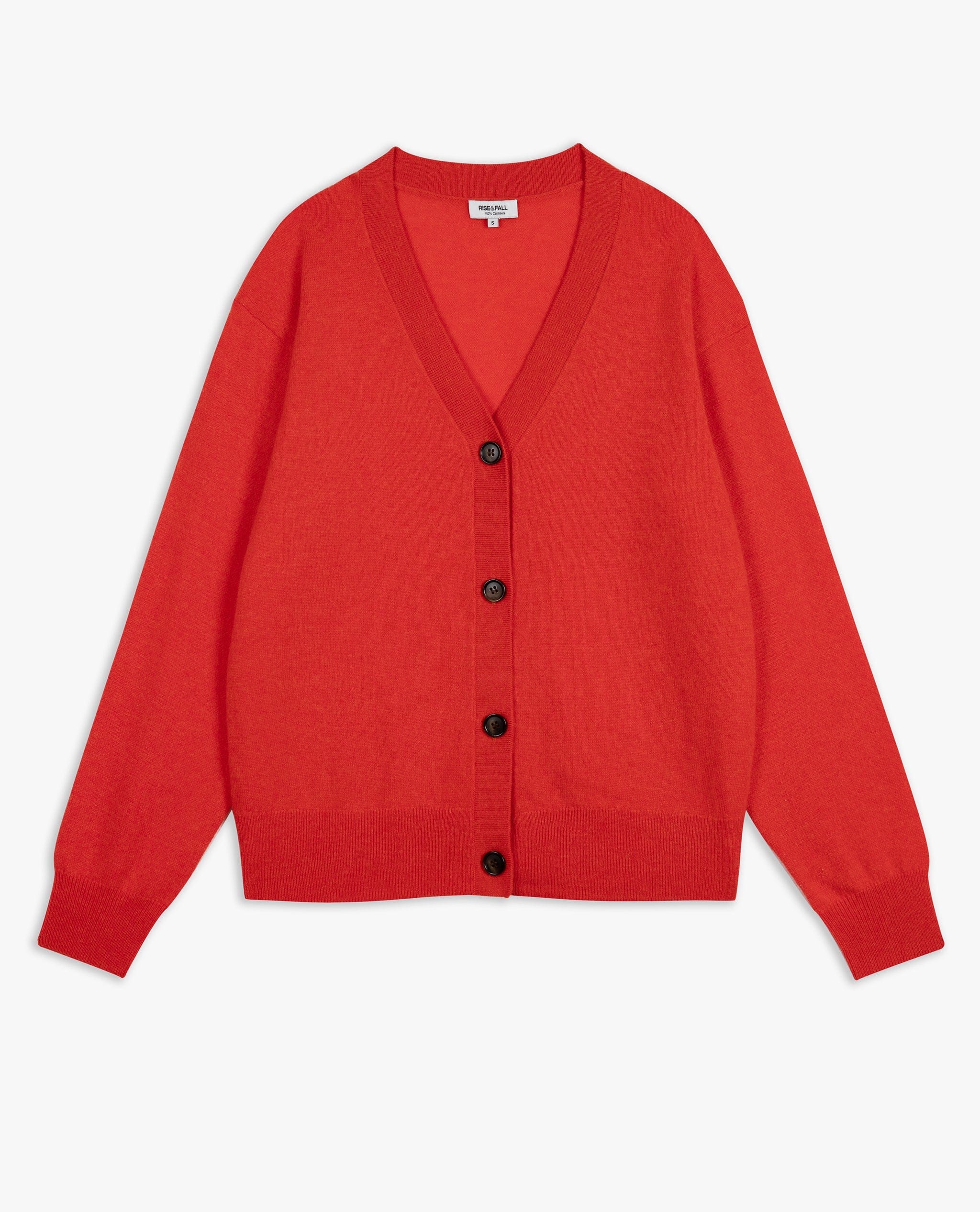 360 Cashmere V Neck Cardigan in good Red