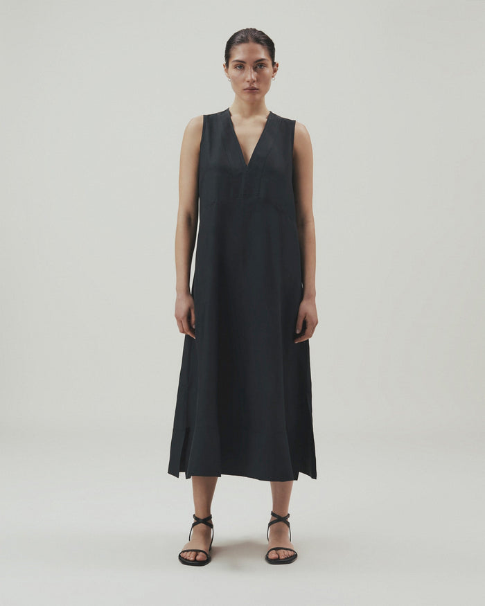 Women's Future-Linen Panelled V-Neck Dress