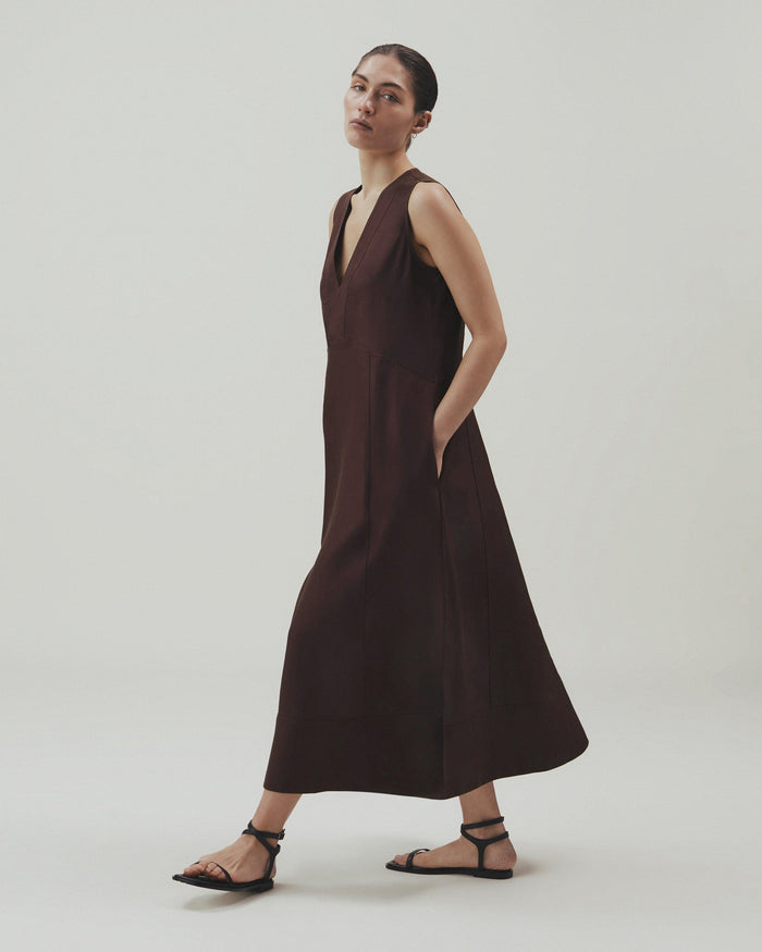 Women's Future-Linen Panelled V-Neck Dress