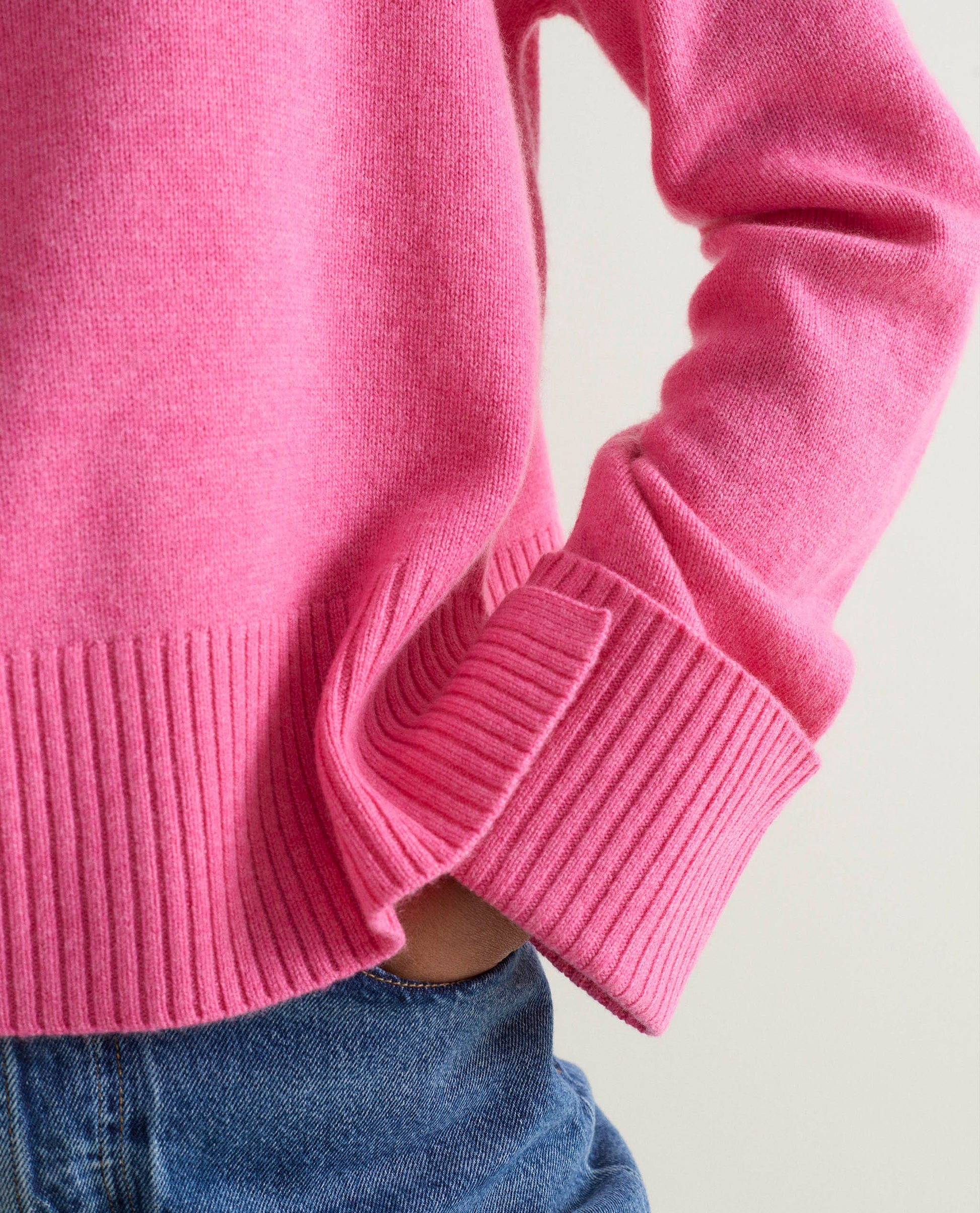 Women's Cashmere Merino High Neck Jumper - Pink