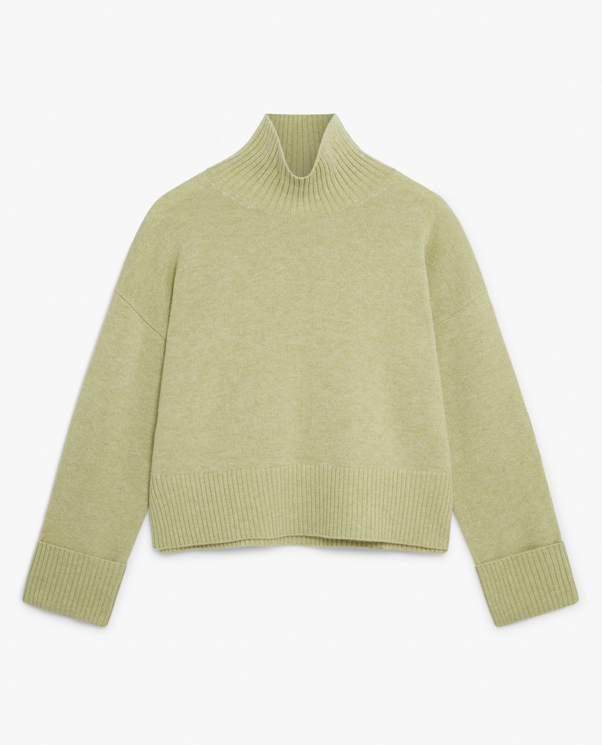 Women's Cashmere Merino High Neck Jumper - Lichen