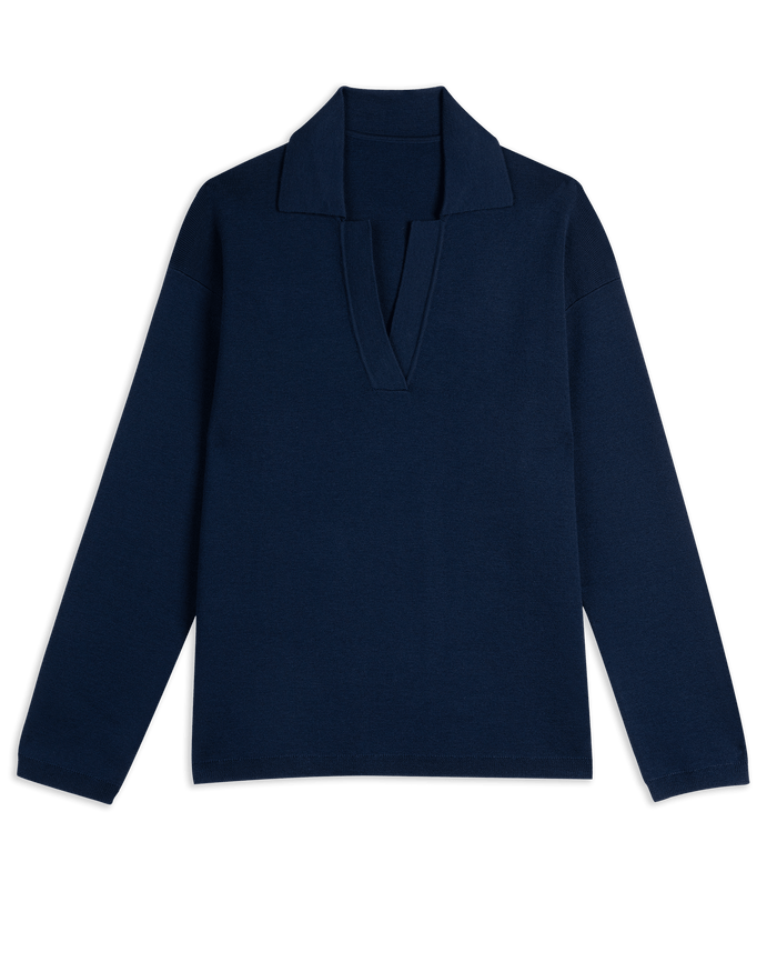 Women's Merino Open Collar Knitted Jumper