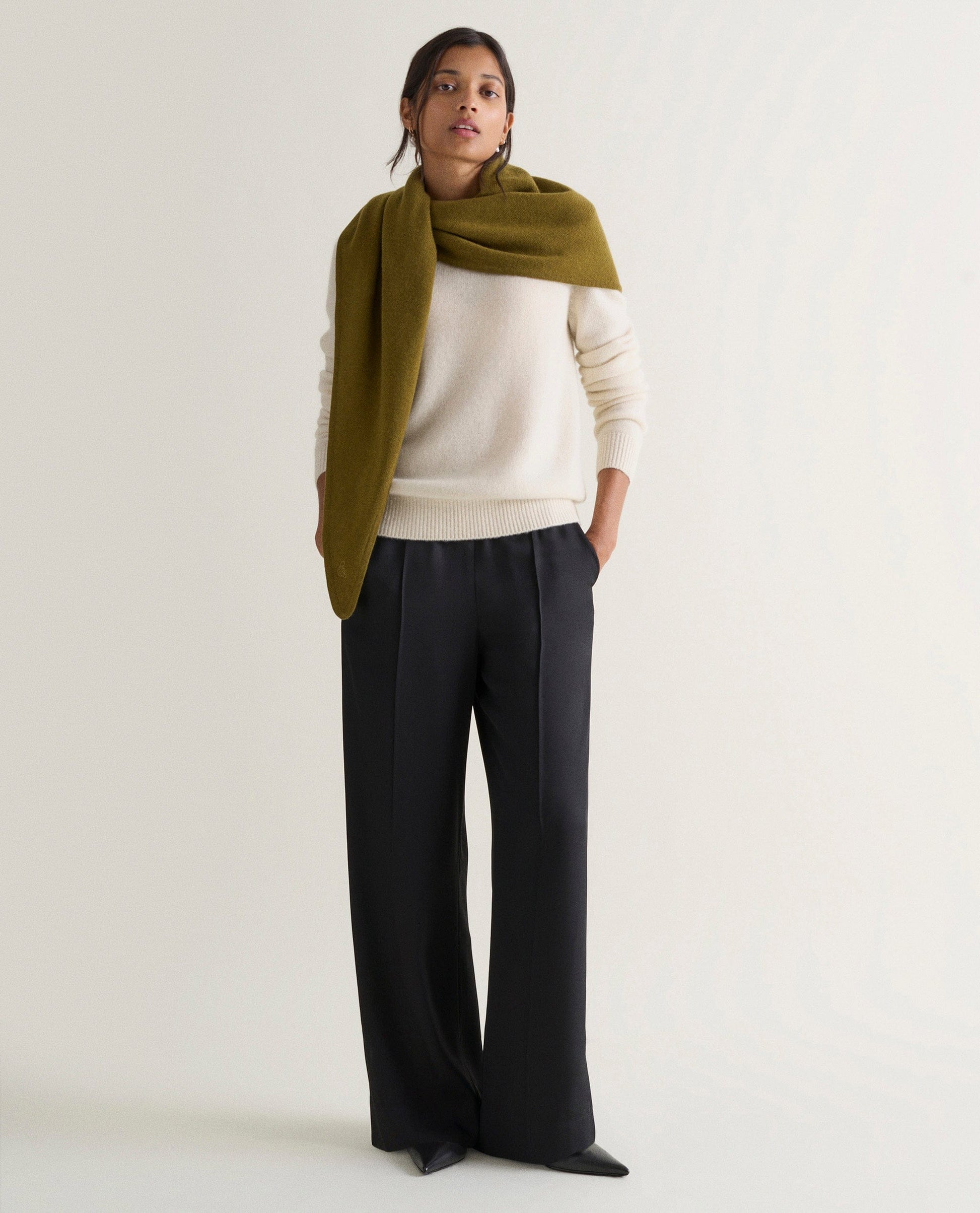 Women's Cashmere Merino Bandana - Olive