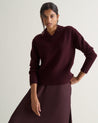 Oxblood - Women's Cashmere Merino V Neck Jumper