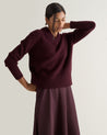 Oxblood - Women's Cashmere Merino V Neck Jumper