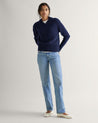 Navy - Women's Cashmere Merino V Neck Jumper