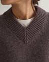 Chocolate - Women's Cashmere Merino V Neck Jumper