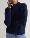 Navy - Women's Cashmere Merino V Neck Jumper