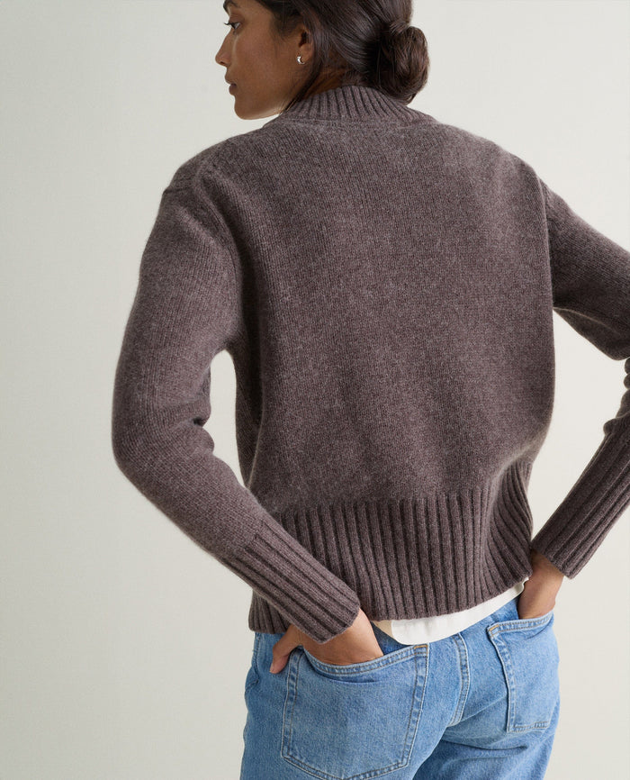 Chocolate - Women's Cashmere Merino V Neck Jumper