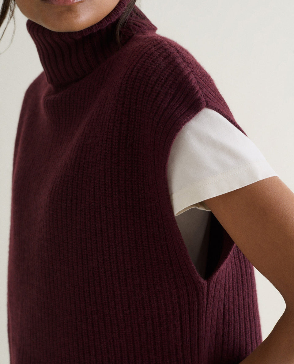 Women's Cashmere Merino Roll Neck Tabard - Oxblood