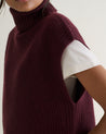 Oxblood - Women's Cashmere Merino Roll Neck Tabard