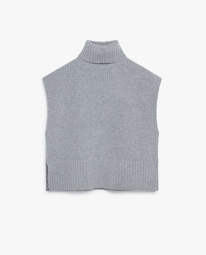 Medium Grey - Women's Cashmere Merino Roll Neck Tabard