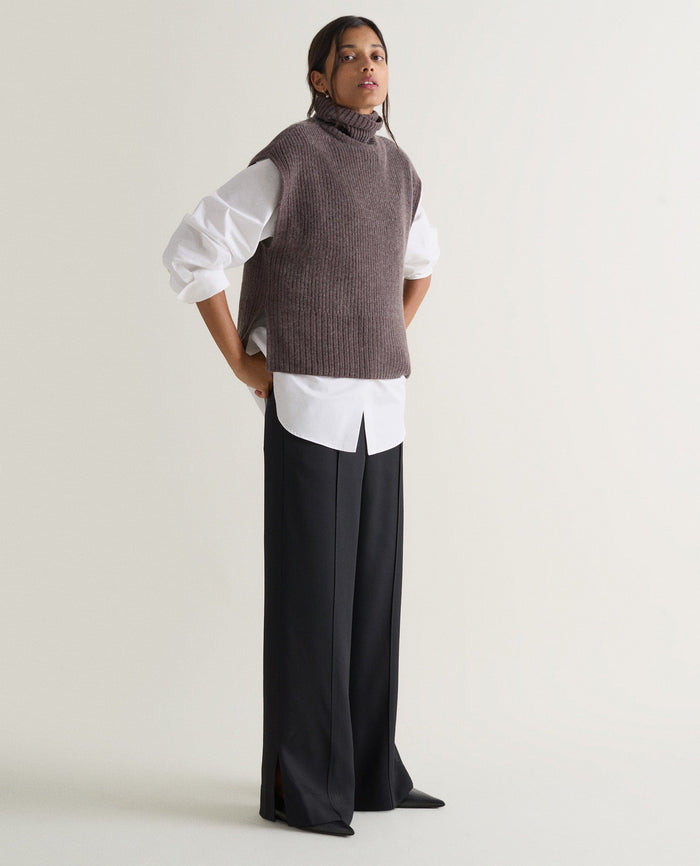 Chocolate - Women's Cashmere Merino Roll Neck Tabard