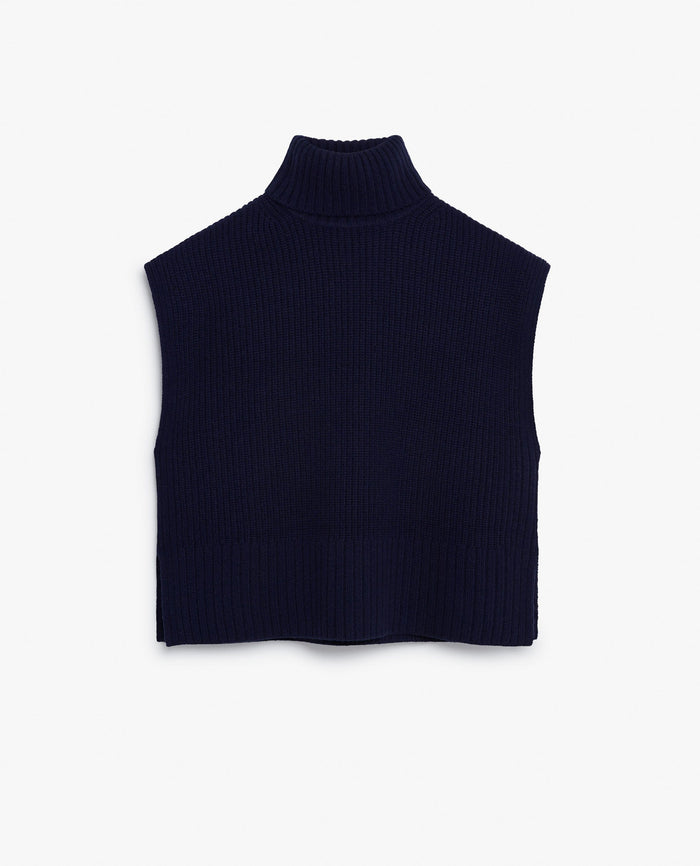 Navy - Women's Cashmere Merino Roll Neck Tabard