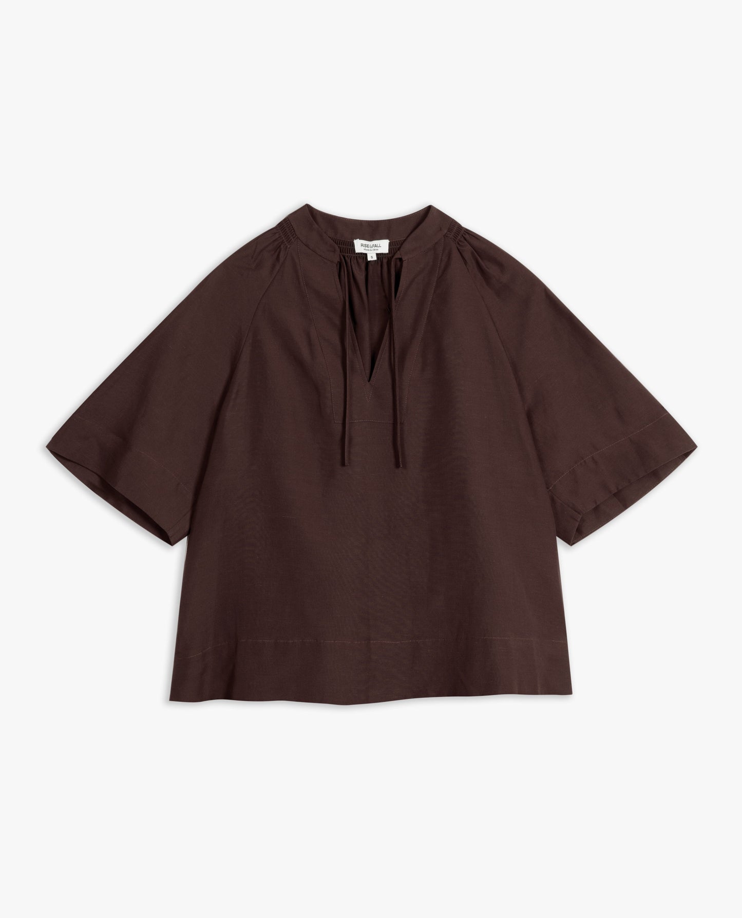 Women's Future-Linen Tie Neck Blouse - Umber