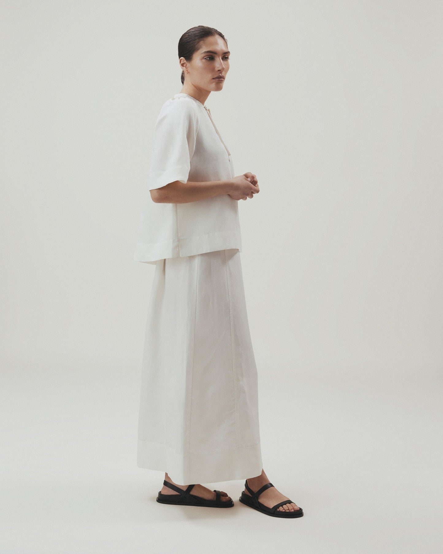 Women's Future-Linen Tie Neck Blouse - Buttermilk