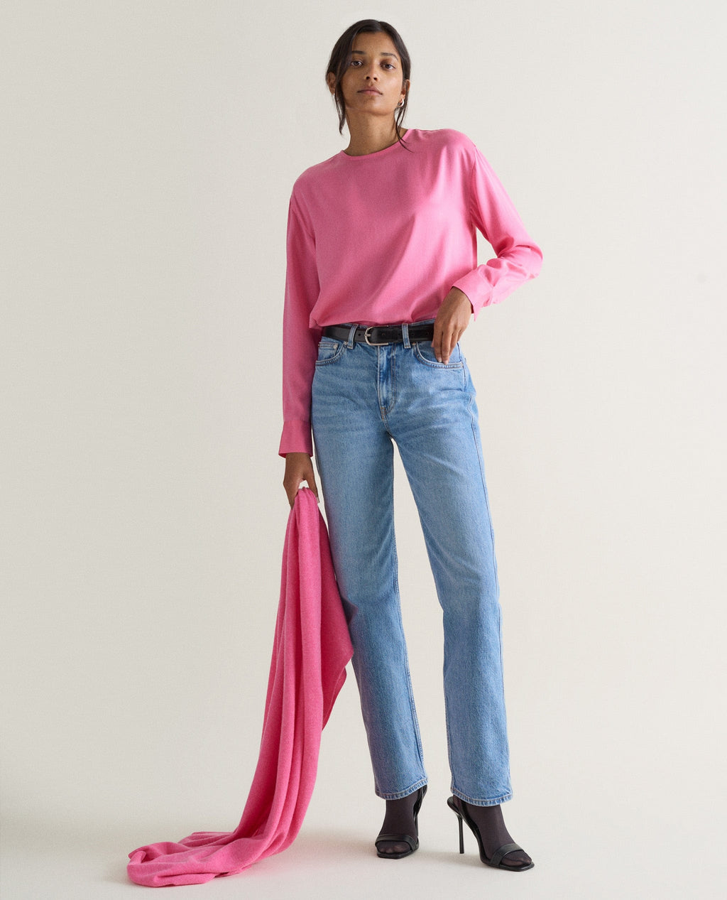 Rise & Fall Women's Easy-Silk Drop Shoulder Top - Pink