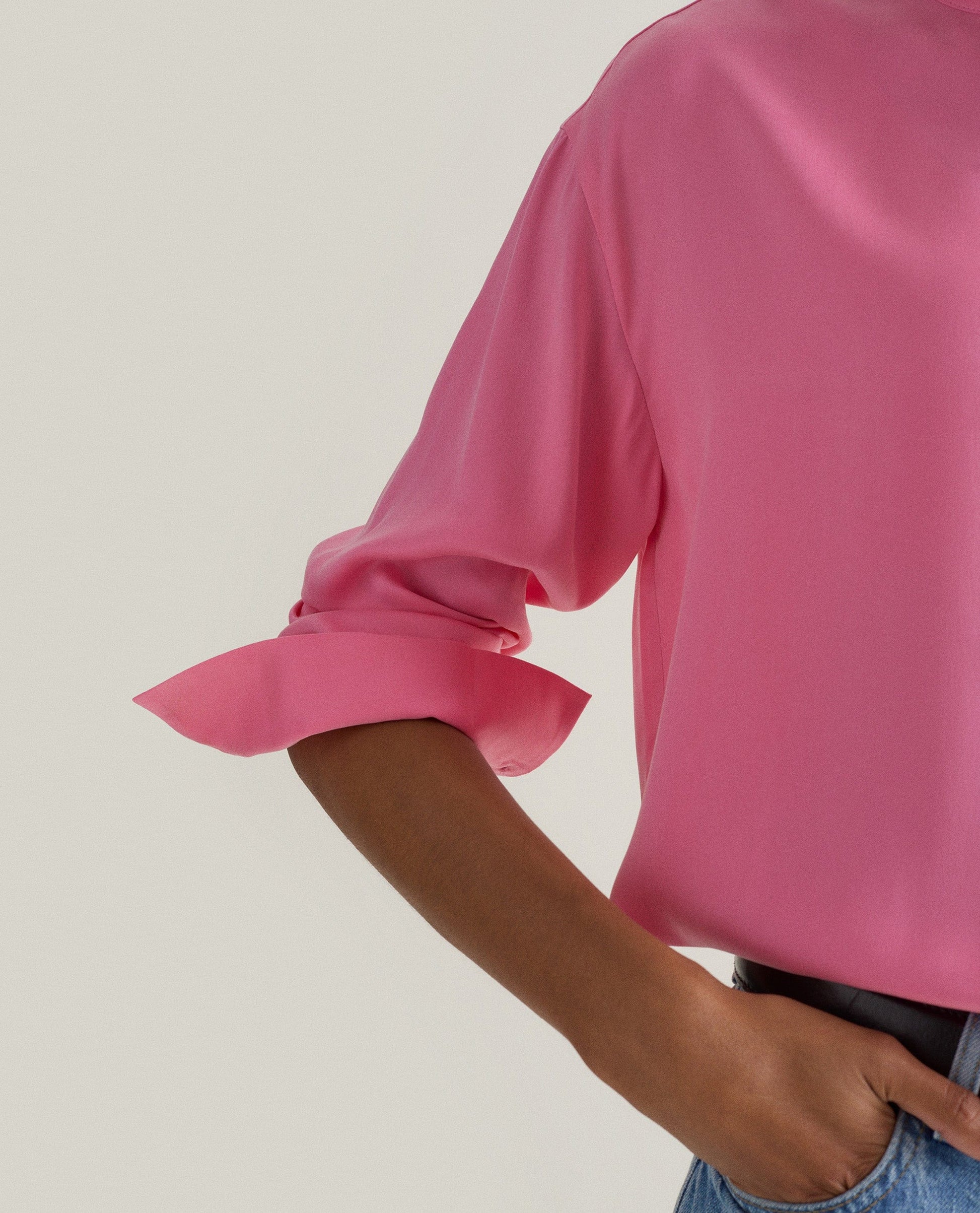 Women's Drop Shoulder Easy-Silk Top - Pink