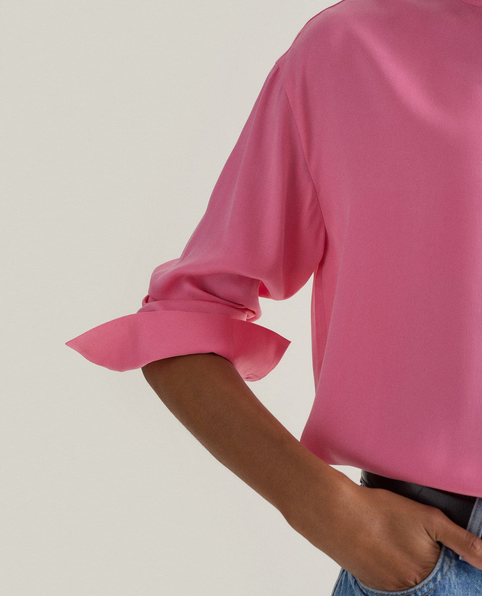 Women's Drop Shoulder Easy-Silk Top - Pink
