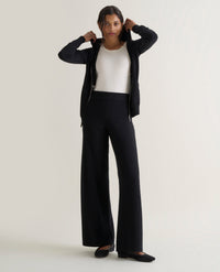Women's Finest Cashmere Wide-Leg Trousers - Black