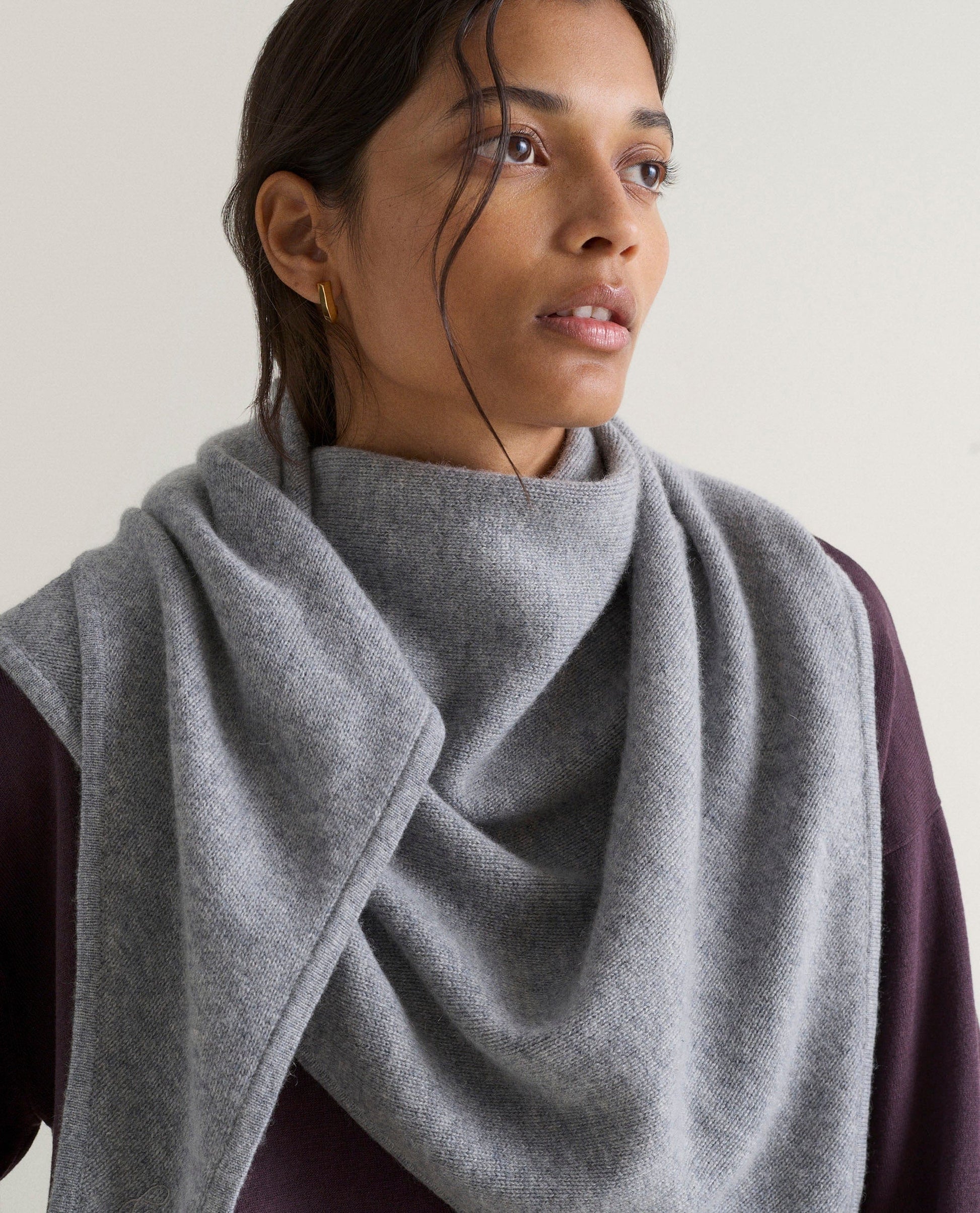Women's Cashmere Merino Bandana - Medium Grey