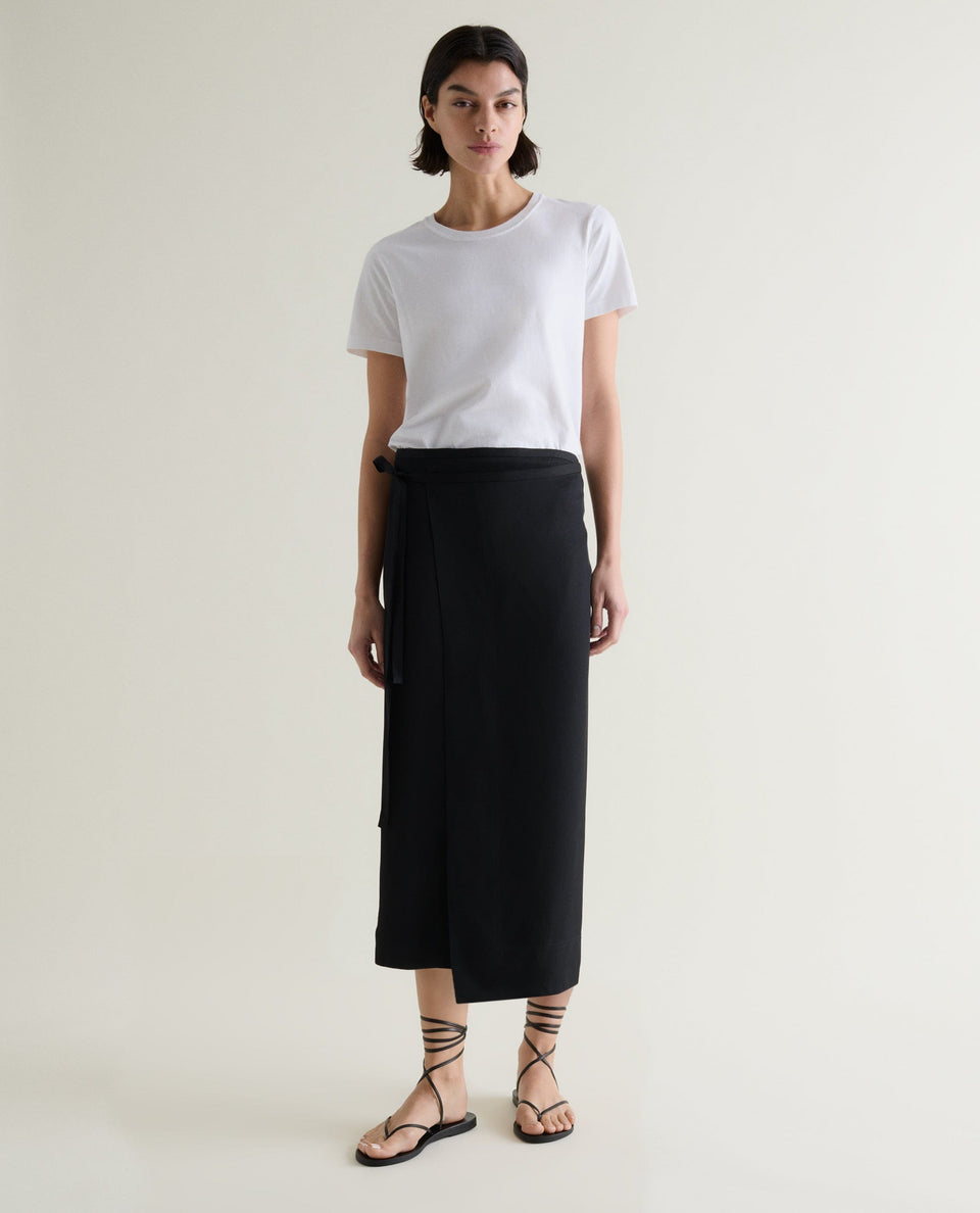 Black Naia™ Midi Wrap Skirt
