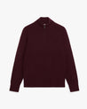 Oxblood - Men's Cashmere Merino Fishermans Rib 1/4 Zip Jumper