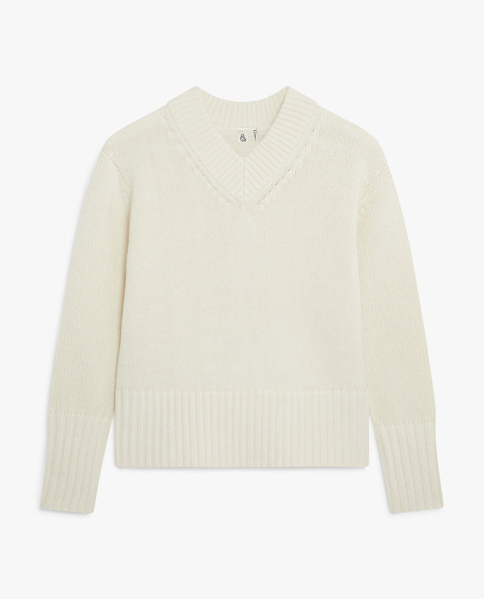 Buttermilk - Women's Cashmere Merino V Neck Jumper