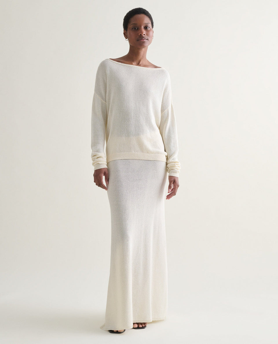 Women's Cotton Bouclé Knit Skirt - Parchment