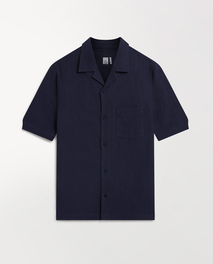 Navy - Men's Cotton Camp Collar Shirt