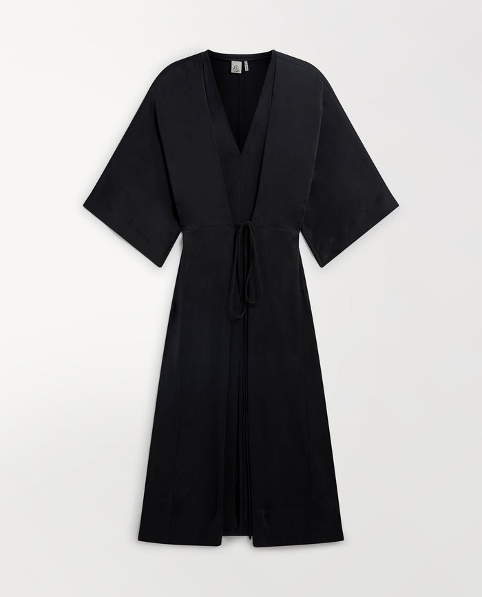 Black - Women's Easy-Silk Robe Dress