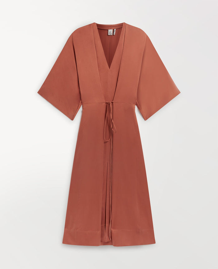 Rust - Women's Easy-Silk Robe Dress