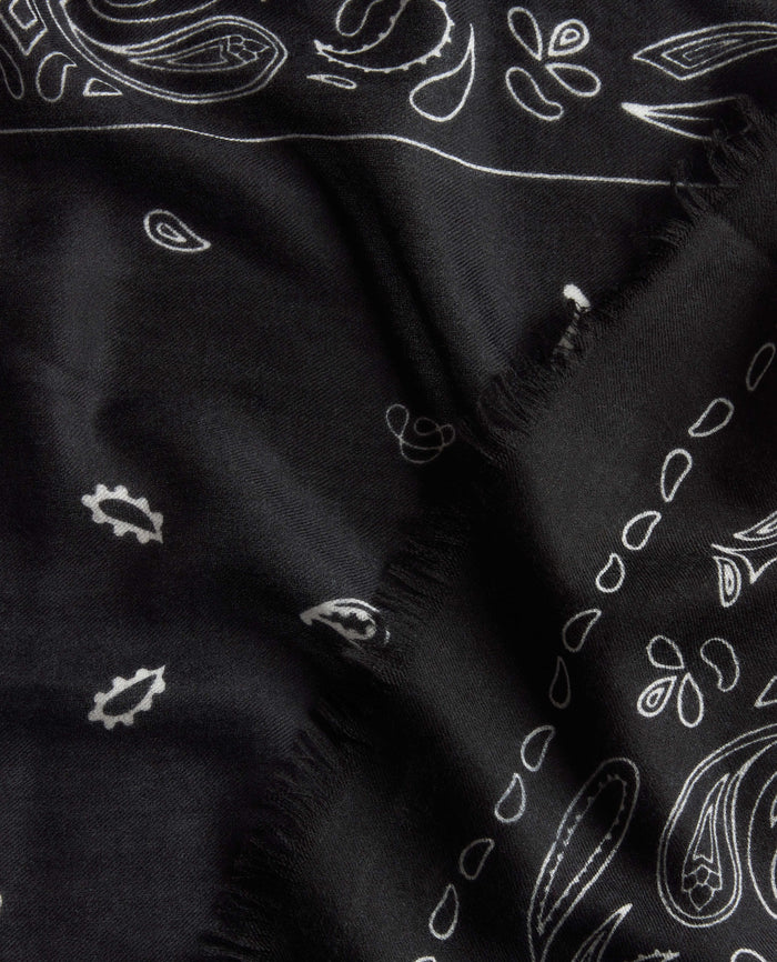 Black Bandana Print - Lightweight Cashmere Scarf With Bandana & Ampersand Print