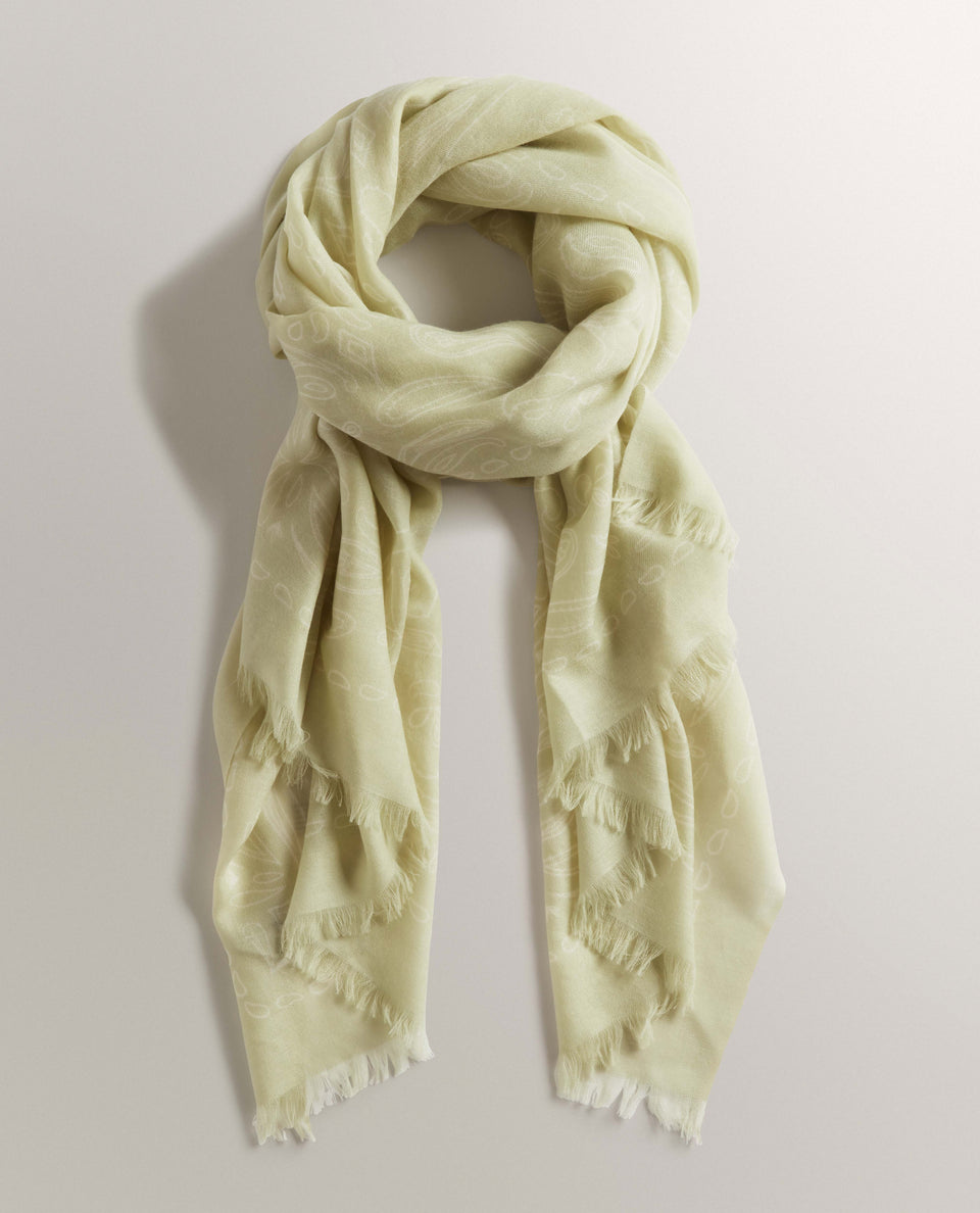 Lightweight Cashmere Scarf With Bandana & Ampersand Print - Lichen Bandana Print