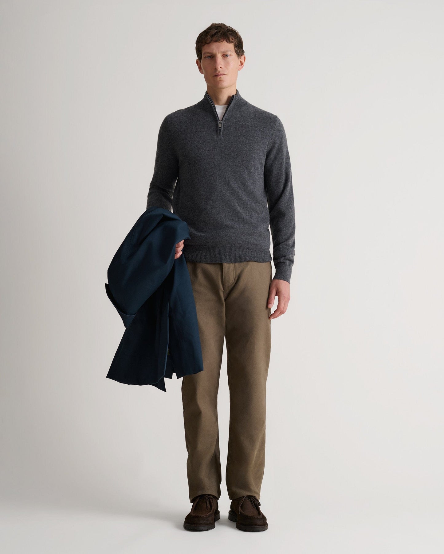 Men's Finest Cashmere 1/4 Zip Jumper - Graphite