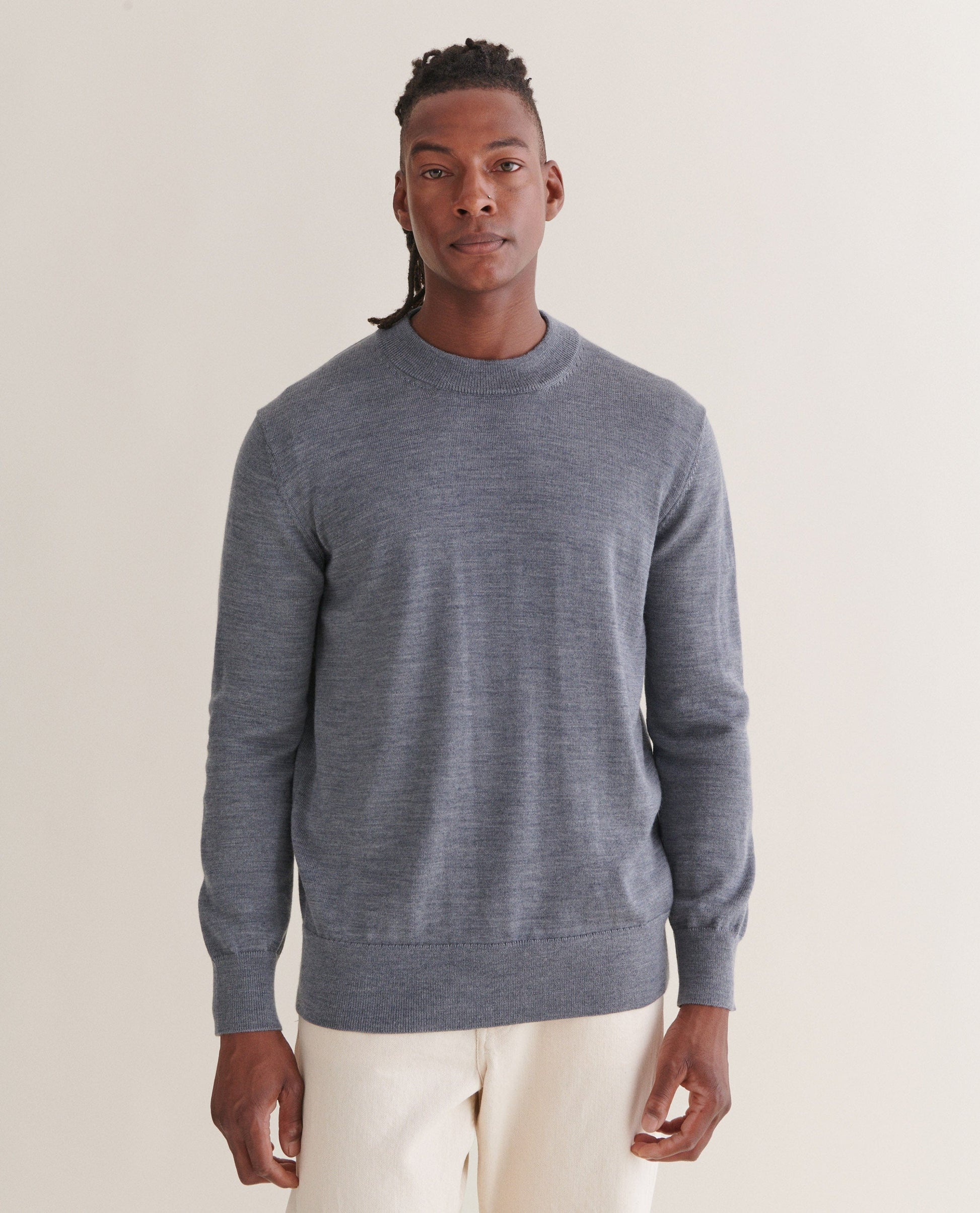 Men's Merino Mid-Weight Crew Neck Jumper - Medium Grey